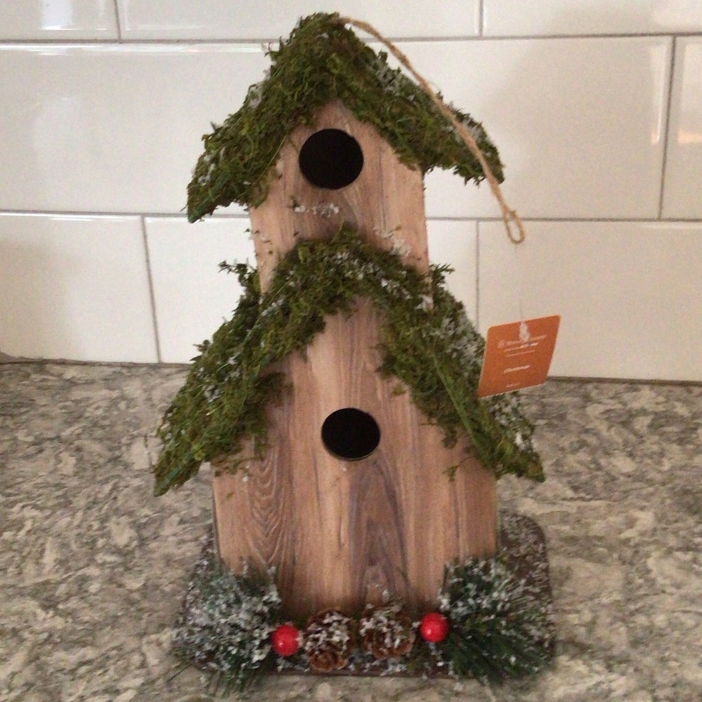 Rustic Green and Brown Holiday Birdhouse